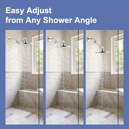 OFFO 6 inch Shower Head Extension Arm, Adjustable Height & Angle Shower Arm Extender with Locking Nut, Easy Install Universal G1/2 Connector for Fixed and Handheld Showerhead, Chrome - color: Chrome, style: 6 in