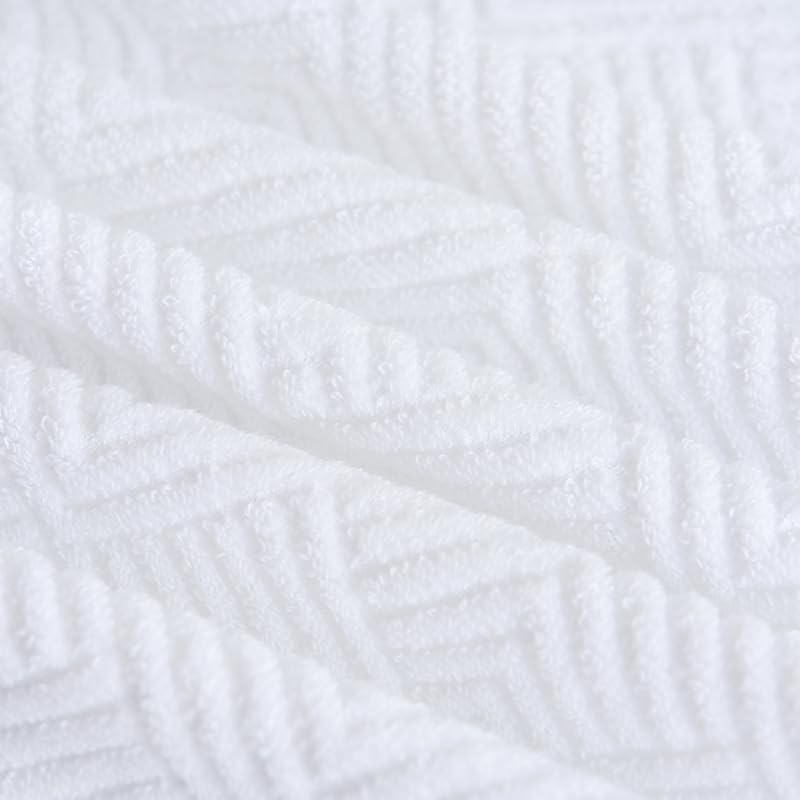 sense gnosis White Hand Towel Set of 2 Terry Striped Weave Pattern Ultra Absorbent Super Soft 100% Cotton Hand Towel for Bathroom 13 X 29 Inch - color: White