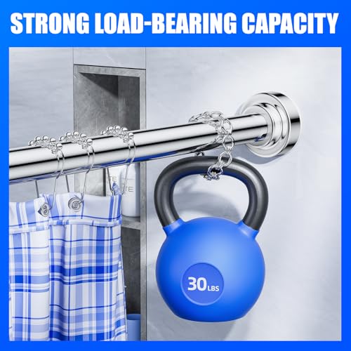 Ausemku Shower Curtain Rod - 32-68 Inch Rustproof Tension Rod, Non-Slip Spring Design, No Drilling Adjustable Curtain Rod for Bathroom, Kitchen, and Closet（Silver） - color: Silver, size: 32-68 IN