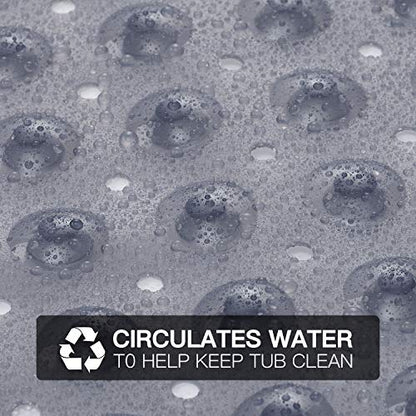 YINENN Bath and Shower Safety Mats 40x16 inch, Non Slip with Suction Cups for Bathroom Stall and Tub Floor, Extra Large and Machine Washable, Drain Holes Keep Bathtub Clean, Clear Gray - color: Clear Gray
