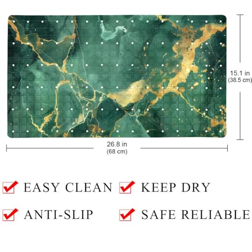 Baby Bath Mat Non Slip 26.8"x15.1" Bathtub Mat for Baby Eco Friendly Durable Bath Mat for Tub Non Slip Kids Tub Mat with Suction Cups, Green Marble - color: Multi 4