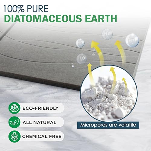 Extra Large Stone Bath Mat 32 x 20, Non Slip Quick Dry Diatomite, Dark Gray | Super absorbent surface, easy-care finish, includes non-slip pad, bathroom and dish-drying use - color: Extra Large Dark Gray