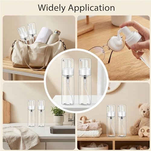 Foam Pump Bottle 7oz/ 200ml, 2Pcs Large Foaming Soap Dispenser for Travel Clear Refillable Foaming Spray Bottle for Bathroom, Hand Soap, Shampoo, Face Wash, Leak-Proof Foam Dispenser - color: 6.8oz-clear-2 Pack