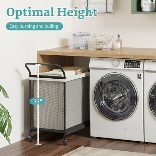 Laundry Hamper 3 Section, Laundry Basket with Wheels-165L, Removable Washable Bags, Height-Fitted Rolling Laundry Cart for Laundry Room & Bedroom - size: 165L(3-Section)