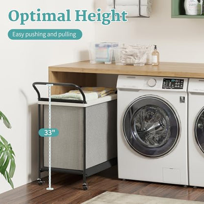 Laundry Hamper 3 Section, Laundry Basket with Wheels-165L, Removable Washable Bags, Height-Fitted Rolling Laundry Cart for Laundry Room & Bedroom - size: 165L(3-Section)