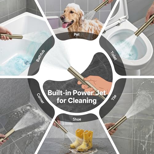 Veken All Metal 10" Luxurious Brushed Nickel Rain Shower Head with Handheld | Dual High Pressure Shower Heads, Power-wash Hand Held with Hose,Double Detachable Showerhead,Square Rainfall,Bathroom Upgrade - color: Brushed Nickel, size: 10 Inch