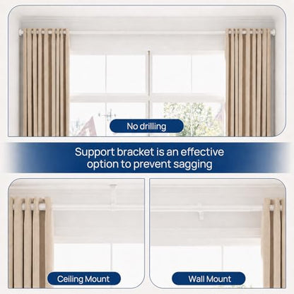 ALLZONE Tension Curtain Rod for Windows, 123 to 160 Inch, Heavy Duty Extra Long Curtain Rods, Non-Slip Bathroom Shower Tension Rod, Renter Friendly, Adjustable, Spring Loaded, White - color: White, size: 123-160 Inches