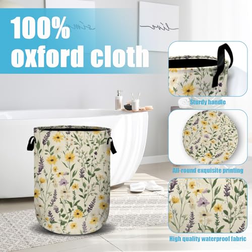 Daisy Lavender and Buttercups Laundry Basket, Laundry Hamper Collapsible Oxford Cloth with Handle Clothes Storage Bin for Bathroom Laundry Room Bedroom 15.7 X 20 Inch - color: Daisy Lavender and Buttercups