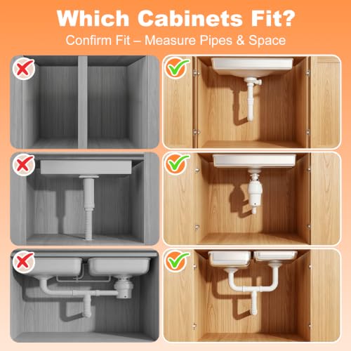 Upgrade 1 Pack Expandable Under Sink Organizer: 2-Tier Pull Out Cabinet with 3 Heavy-Duty Ball-Bearing Slide Rails, Tool-Free Height Adjustable, Slide-Out Drawers for Kitchen, Bathroom, Laundry - size: 1 Pack 15”-25”