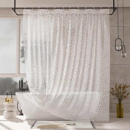 AmazerBath Heavy Duty Shower Curtain Liner, 100% EVA Clear Shower Curtain and Liner 2-in-1, 72x72 Luxury Plastic Weighted Bathroom Cobble Shower Liner, 12 Rustproof Grommets & 3 Heavyweight Stones - color: Rainbow Cobble, size: 72"W x 72"L (Pack of 1)