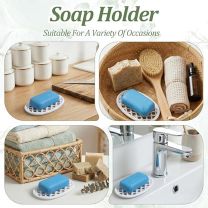 3PCS Soap Dish with Drainage Holes, Self Draining Silicone Soap Holder for Shower, Non-Slip Soaps Dish Tray for Bathroom Sink, Small Bar Soaps Saver Pad for Niche/Shelf Bathtub