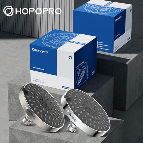 HOPOPRO 5-Mode High Pressure Shower Head - The Washington Post, NBC News, Today TV Show Recommended - High Flow Fixed Showerheads (6 Inch Brushed Nickel) | The Washington Post, NBC News, Today Recommended, Consumer Reports Tested High Flow Fixed Shower He