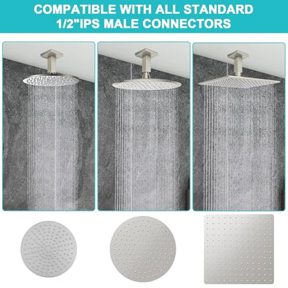 Enga Brass 3 Inches Square Shower Arm with Flange, Ceiling Mount Replacement Rain Shower Head Straight Arm, Brushed Nickel - color: Brushed Nickel, style: 3 Inch