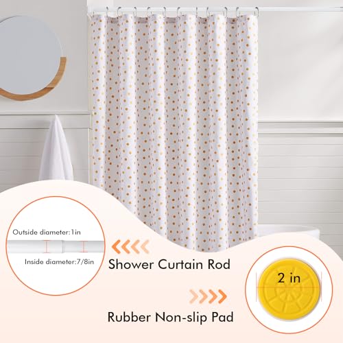 Shower Curtain Rod 31-80 in Adjustable Curtain Rod No Drilling Tension Shower Rod Stainless Steel for Bathroom Room Divider, White - color: White, size: 31"-80"