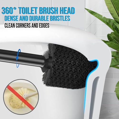 2 in 1 Plunger and Brush Set - Heavy Duty Toilet Plunger and Brush Set - Bathroom Cleaning Tools, Black Plunger and Toilet Brush Combo - Toilet Brush Plunger Set for Deeply Cleaning