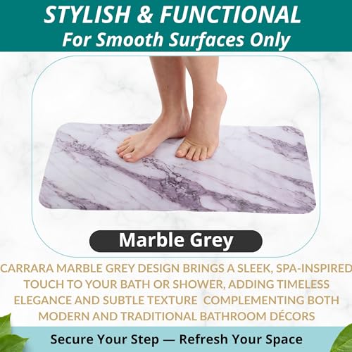 ENKOSI Non Slip Bath Mat for Tub and Shower Floors – Anti Slip Shower Mat with Strong Grip – Soft, Safe, and Unique Marble Print Bathroom Shower Mat for Inside Bathtub and Stalls (28x16 Marble Gray) - color: Marble Gray