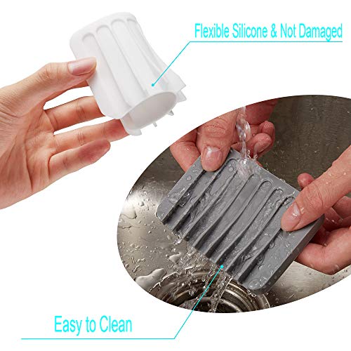 2PCS Soap Dish Holder, Premium Silicone Soap Dishes for Shower Bathroom Kitchen Sinks， Soap Tray Saver Drainer, Self-draining Waterfall, Non-Slip Design, Easy Cleaning (Gray) - color: Gray