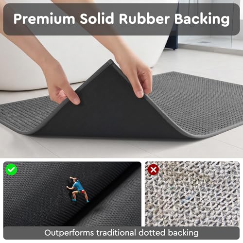 tchdio Bathroom Runner Rug, Absorbent Washable Thin Bath Mat, Non Slip Quick Dry Bath Rugs with Solid Rubber Backing, Low Profile Bath Mat, Grey, 24" x 48" - color: Grey, size: 4' x 2' (Rectangular)