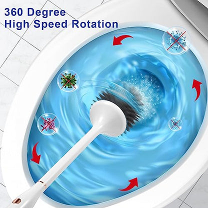Electric Toilet Brush,Silicone Toilet Brush,Toilet Bowl Brush and Holder Set with Ventilated Holder,Toilet Brush, Floor Standing, Wall Mounted Without Drilling，Rechargeable - size: 1pack