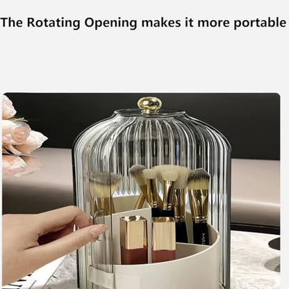 Concealed Toothbrush Holder, Makeup Brush Holder Organizer with Lid 360 Rotating Clear Dustproof for Dresser Tabletop Bathroom Countertop (Green-C) - color: Green-c