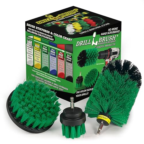 Drill Brush Power Scrubber by Useful Products - Drillbrush Oven Cleaner Brush Set - Kitchen Cleaning Brush Drill Brush Set - Kitchen Accessories - Drill Brush Attachment Countertop Scrubber Brush Set - color: Green