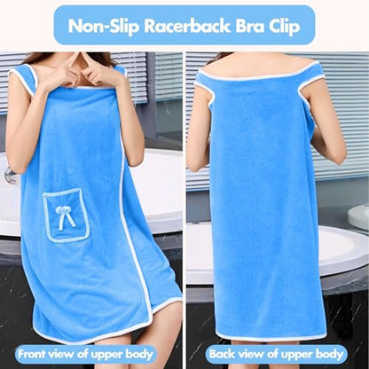 Unisex Bath Towel, Wearable After Bath Towel Set, Wearable Quick Dry Shower Gym Towel(53" x 31", Blue) - color: Blue, size: S(135X80CM)