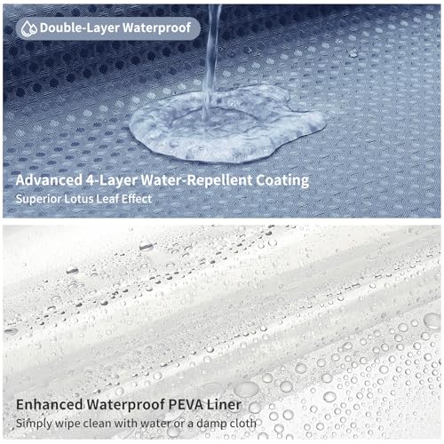 QiyI 3 in 1 Waffle Shower Curtain Set with Liner, Moonlight Blue, 72 x 72 | Shower Curtain and Liner Set with Hooks, Waterproof Bathroom Curtain with PEVA Liner & 12 Double Sided Clear Plastic Rings - color: Moonlight Blue, size: 72"W x 72"L (Pack of 1)