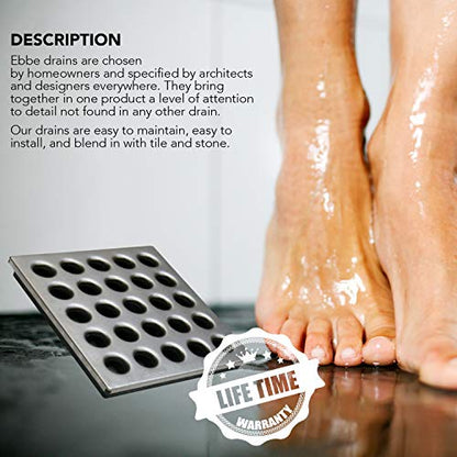 E4410 Square Shower Drain Grate, Satin Nickel