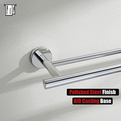 JQK Double Towel Bar Chrome, 20.5 Inch 304 Stainless Steel Thicken 0.8mm Towel Rack Bathroom, Towel Holder Polished Steel Wall Mount, Useable Length 18 Inch, TB100L18-CH - color: Polished Chrome, size: 20.5 Inch
