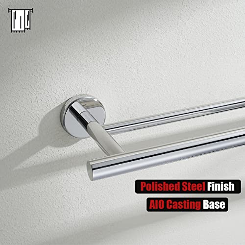 JQK Double Towel Bar Chrome, 15 Inch 304 Stainless Steel Thicken 0.8mm Towel Rack Holder for Bathroom Washcloths and Hand Towels, Polished Steel Wall Mount, Useable Length 12 Inch, TB100L12-CH - color: Polished Chrome, size: 15 Inch