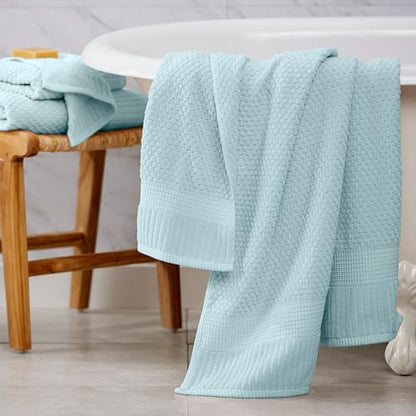 NY Loft 100% Cotton 2-Pack Oversized Bath Towel Set | Seafoam | Quick-Dry | Two Oversized 35" x 70" Bath Towels / Bath Sheets | Super Absorbent | Designer-Styled Texture - color: Seafoam, size: Bath Sheets (2 Pack)