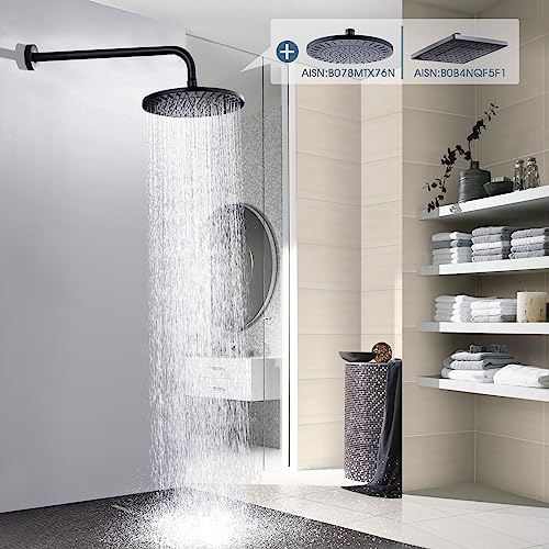 BRIGHT SHOWERS 16-Inch Shower Head Extension Arm with Flange, L Shaped Shower Extender, Extra-Long Stainless Steel Shower Pipe, Oil-Rubbed Bronze - color: Oil Rubbed Bronze, style: L-Shape 16 Inch