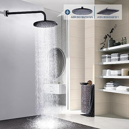 BRIGHT SHOWERS 16-Inch Shower Head Extension Arm with Flange, L Shaped Shower Extender, Extra-Long Stainless Steel Shower Pipe, Oil-Rubbed Bronze - color: Oil Rubbed Bronze, style: L-Shape 16 Inch