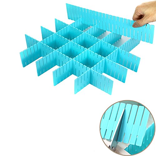 8pcs DIY Plastic Drawer Organizer Adjustable Drawer Dividers for Home Tidy Closet, Socks, Underwear, Office School Supplies, Kitchen Utensil Tools (Blue) - color: Blue