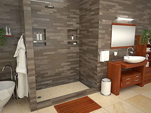 Tile Redi 3260LSPVC-13-2-4 Shower Pan with Left Drain- Single Curb Shower Base, 2" PVC Drain, and Plate Included, 60" Width x 32" Depth - size: 60" W x 32" D, style: Left Round Drain Plate 13" from Back