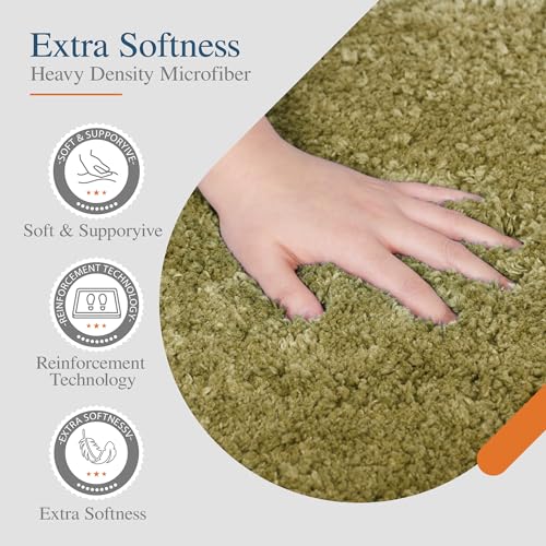 Walensee Bath Rug - Non Slip, Soft Microfiber Shaggy Bath Mat (20 x 32, Olive Green) Water Absorbent, Machine Washable, Thick Plush Shower Mat - color: Olive Green, size: 20" x 32"