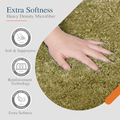 Walensee Bath Rug - Non Slip, Soft Microfiber Shaggy Bath Mat (20 x 32, Olive Green) Water Absorbent, Machine Washable, Thick Plush Shower Mat - color: Olive Green, size: 20" x 32"