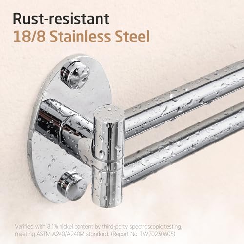 KES Swivel Towel Bar for Bathroom 9-Inch Kitchen Swing Out Double Towel Bar | 2-Arm, Kitchen Wall Mounted SUS 304 Stainless Steel, Polished Finish, A2106S23 - color: Polished Finish, size: 23cm
