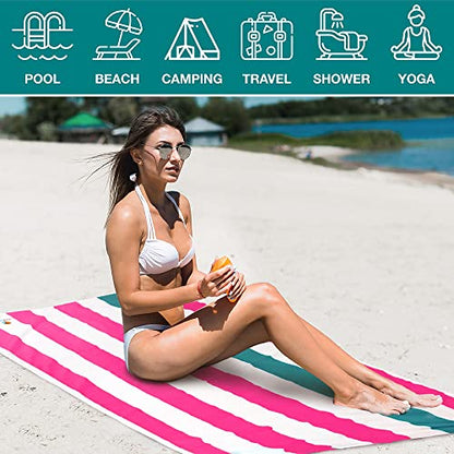 SUN CUBE Microfiber Beach Towel Quick Dry with Carry Bag, Pink 78x35 Inch | Quick Dry and Free Microfiber Towel, Lightweight Packable Swim Towel for Beach, Pool, Camping, Cruise, Travel - color: Pink, size: 78.00" x 35.00"