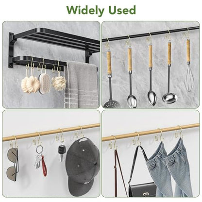 Shower Curtain Hooks, Simple Shower Curtain Rings, Sturdy Shower Curtain Hangers, Double Hook Gold Shower Curtain Hooks, Smooth Gliding Metal Shower Hooks for Shower Curtain (Gold, 24 Pack) - color: Gold, size: 24 Pack