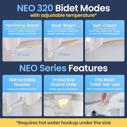 LUXE Bidet NEO 320 - Warm Water Bidet Attachment for Toilet Seat, Rose Gold | Non-Electric, Warm Water, Dual Nozzle, Self-Cleaning, Adjustable Water Pressure, Rear & Feminine Wash - color: Rose Gold
