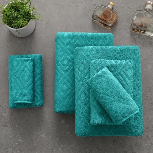 Smuge 18-Piece Bath Towel Set, Include 6 Bath Towel Sheets, 6 Hand Towels and 6 Washcloths - Highly Absorbent Quick Dry 100% Microfiber,Ultra Soft Bathroom Towel Set (Sea Blue) - color: Sea Blue, size: 18 Pcs Bath Towel Set