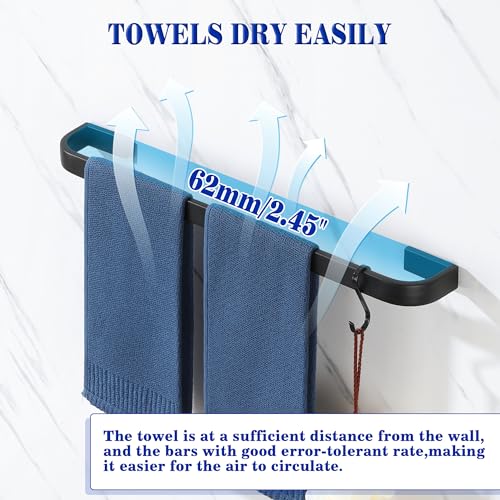 Alise Towel Bar for Bathroom,Black Towel Holder 24'' Towel Racks for Bathroom Wall Mount,SUS304 Stainless Steel Towel Rail Towel Hanger for Walls - size: 24 Inch