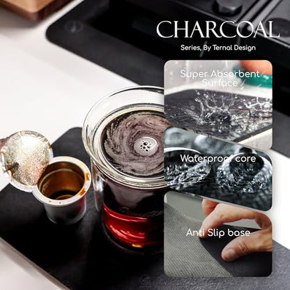 Ternal DripGuards Absorbent Counter Mat 2-Pack | Waterproof, Quick-Dry Coffee Bar Mat for Kitchen, Sink & Drink Station | Non-Slip, Spill-Proof Protector for Water, Oil & Syrup [5.5" x 12"] - size: 5.5x12in-Regular