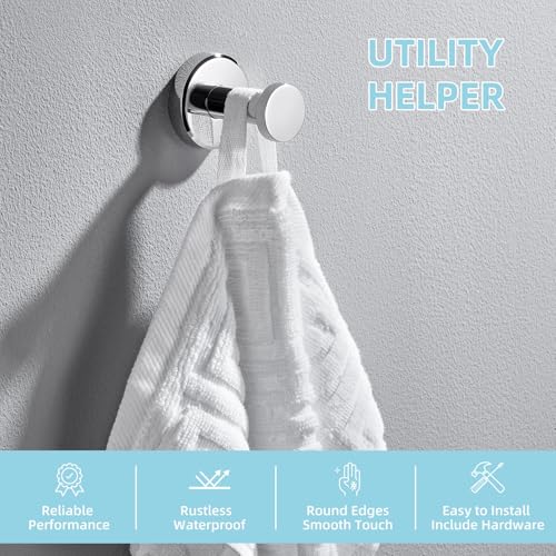 Angle Simple Single Bath Towel Hook, SUS304 Stainless Steel Round Coat Hook Wall Mounted, Robe Hanger for Kitchen Bathroom Polished Chrome - color: Polished Chrome, size: 1 Pack