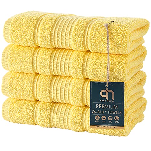 4-Piece Hand Towels Set, 100% Turkish Cotton Premium Quality Towels for Bathroom, Quick Dry Soft and Absorbent Turkish Towel, Set Includes 4 Hand Towels (Yellow) - color: Yellow, size: 4 Pieces Hand Towels