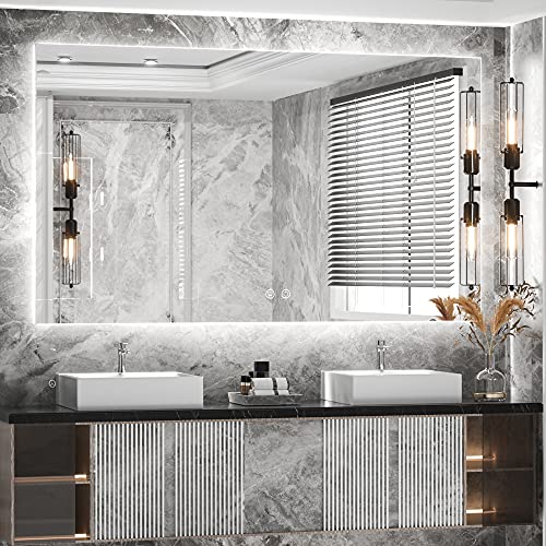48 x 24 Inch LED Backlit Mirror Bathroom with Light,Anti-Fog,Dimmable,CRI90+,Makeup Vanity Mirror,Lighted Mirror(Horizontal/Vertical) - color: Backlit, size: 24"L x 48"W