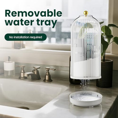Toothbrush Holders with Cover, Rotating Toothbrush Holder, with Dustproof Transparent Cover and Drainage, Multi-Purpose Storage for Bathrooms, Makeup Brushes, for Students, Office & Vanity Use