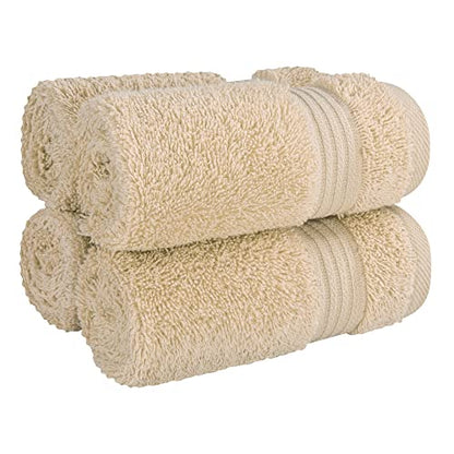 Cotton Paradise 100% Cotton Turkish Towel Set, Soft Absorbent Quick Dry, 4 Piece Washcloth Set, Beige - color: Beige, size: 13"x13"