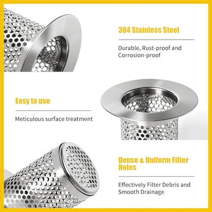 Bathroom Sink Drain Strainer, 304 Stainless Steel Deep Basket Drain Cover for Shower Floor & Kitchen, Anti-Clog Shower Drain Hair Catcher, Tub Drain Strainer - size: X-Small